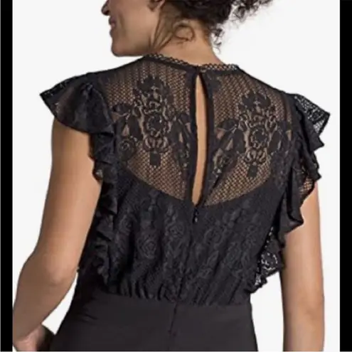 Julia Jordan NEW Lace Illusion Flutter Sleeve Black Jumpsuit Size 12 woman’s