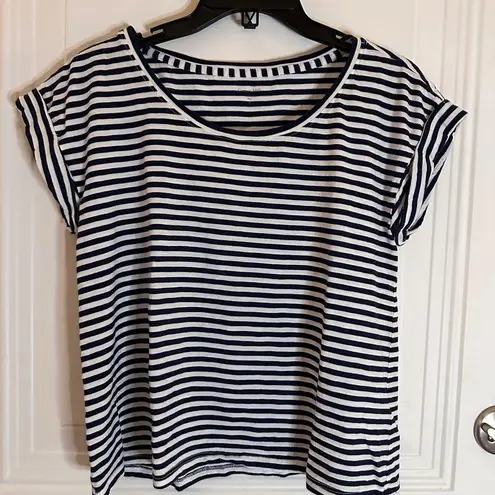 Garnet Hill Weekender Cropped Boxy Striped Short Sleeve T Shirt XS