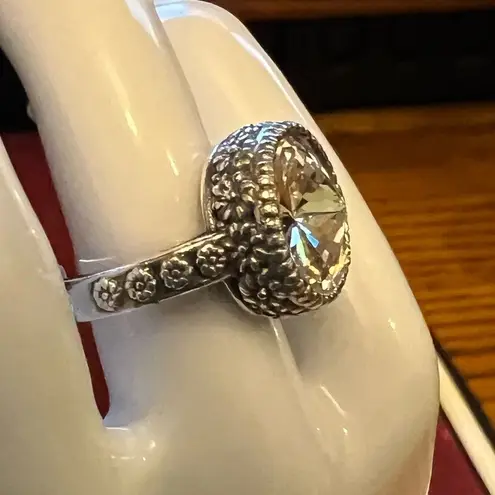 Handcrafted sparkly ring made with Swarovski crystal adjustable fit Silver