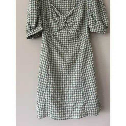 Nobody’s Child Penny Mini Dress In Green Gingham Size 6 Summer Cottagecore
