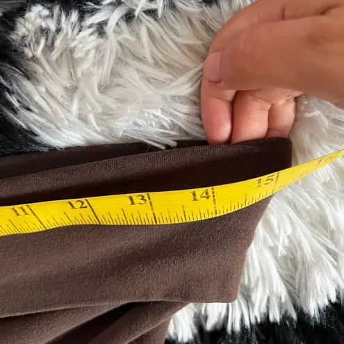 Brown Fold Over Flare Leggings, Y2K 2000s Lounge Yoga Pants Soft Stretchy Small