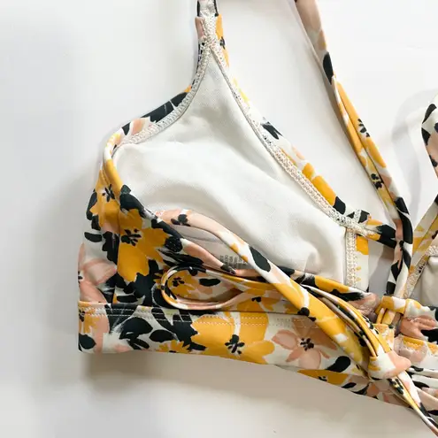 Kona Sol Kona Sol Floral Keyhole String Bikini Top Yellow Pink Black White Size M Summer