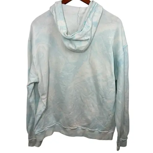 John Elliott White Sky Blue Hoodie Marble Swirl Streetwear Sweatshirt Medium