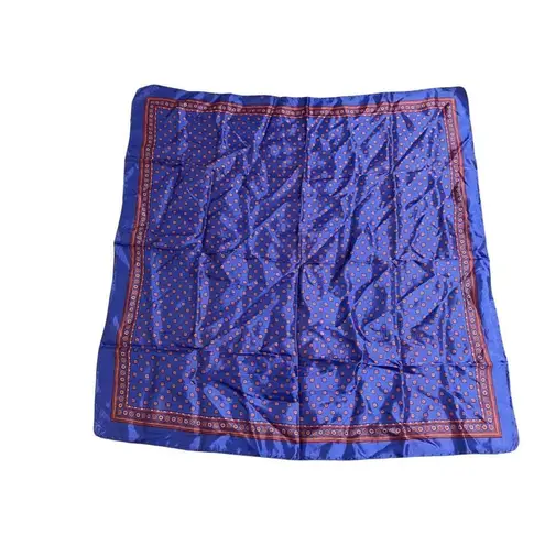 Vintage Purple Red & Orange Square Silk Blend Scarf