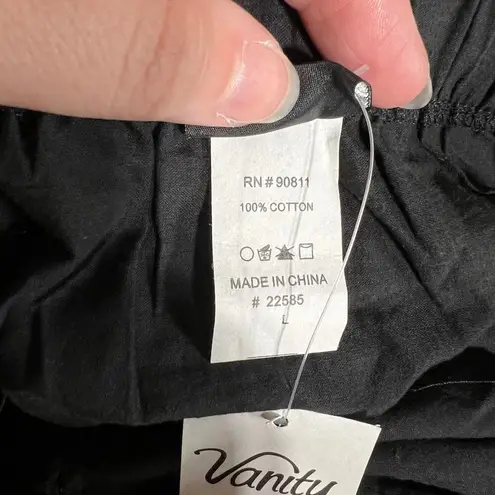 Vanity Womens Empire Waist Babydoll Tank Top Floral Tie Back Padded Black White Size L