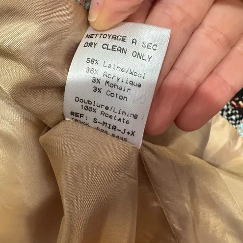 Paule Vasseur Tweed Knit Jacket Women’s Size 38 Blue Black