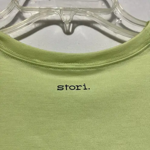 Stori. Cropped Top Women's 6 Green Stretch Round Neck Short Sleeve Pullover Green