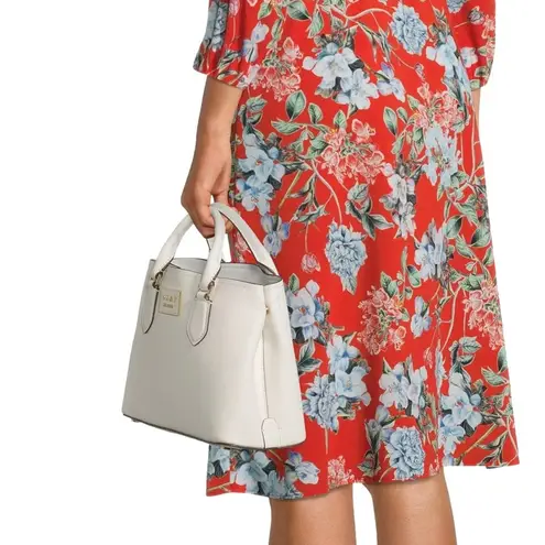 DKNY  Ivory Leather Bianca Medium Satchel Bag