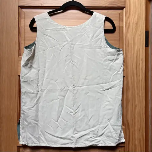 Vintage Womens Size Large Sage Green/Cream 100% Silk Reversible Tank Career Work Green