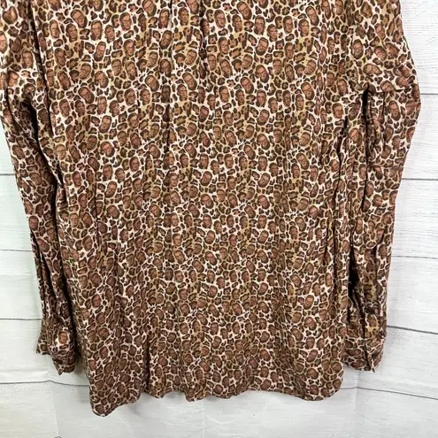 Betabrand Womens size XL Ruth Bader Ginsburg RBG Leopard Brown Button Up