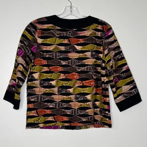 Vintage Keren Hart Patchwork Pink Orange Fall Autumn Jacket Size S Black