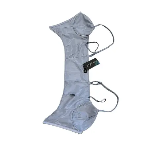 Say What? NWT Say What Light Blue Padded Cropped Bustier Top Front Closure Adj. Straps L