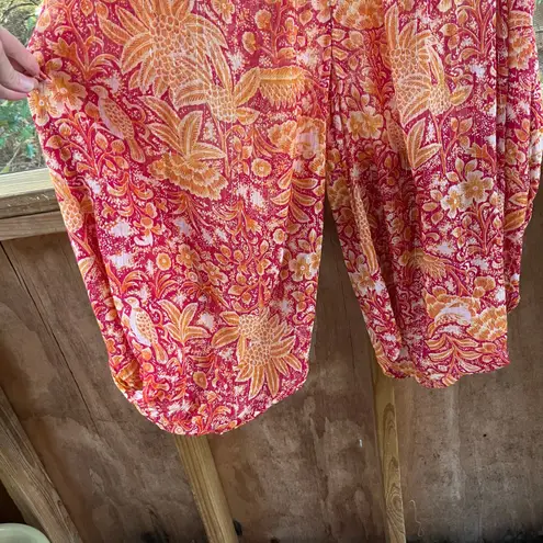 Anthropologie  Women's Harem Strapless Jumpsuit Orange Printed Size S