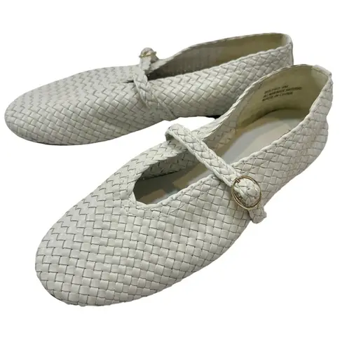 House of Harlow 1960 9 Bistro woven Mary Jane ballet flats 3003 White