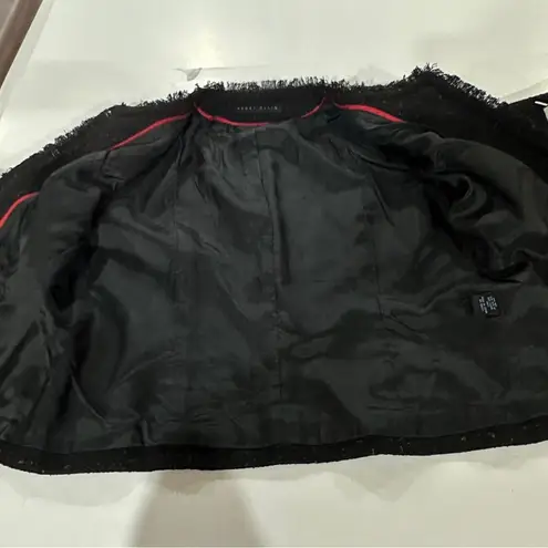 Perry Ellis Wool Blend Black & Pink Fringe Long Sleeve Blazer Size 14