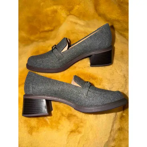 Dr Scholls Rate Up Bit Grey Loafer Heels Women's Size 11 M Block Heel, NIB Gray