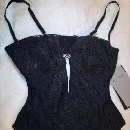 Elle Reve Passion Bodysuit Black NWT Size Large