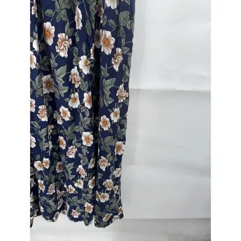 Kindred Floral Midi Dress Women Plus Size 2X Navy Blue Preppy Peasant Prairie
