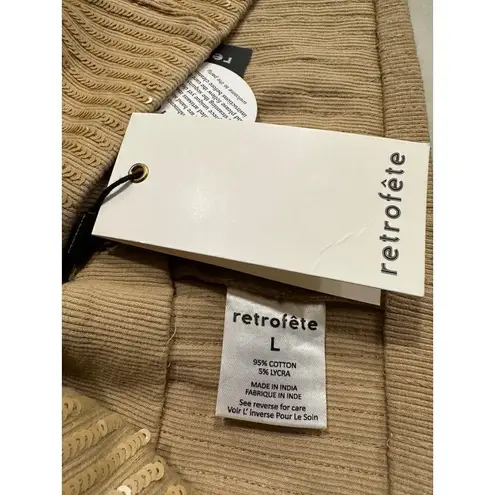 Retrofête Vaani Bra in Nude Large New Womens Squins Crop Tank Top Brown