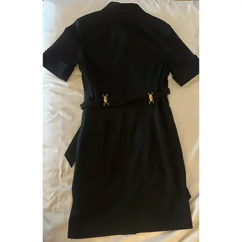 Jones New York  Signature Cargo Shirt Dress Black Size 8 Stretch Bamboo Accents