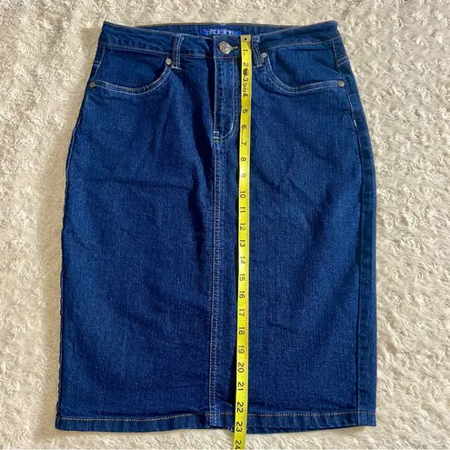 Lexi Jeans Classic Blue Denim Pencil Fitted Midi Length Skirt Size 10