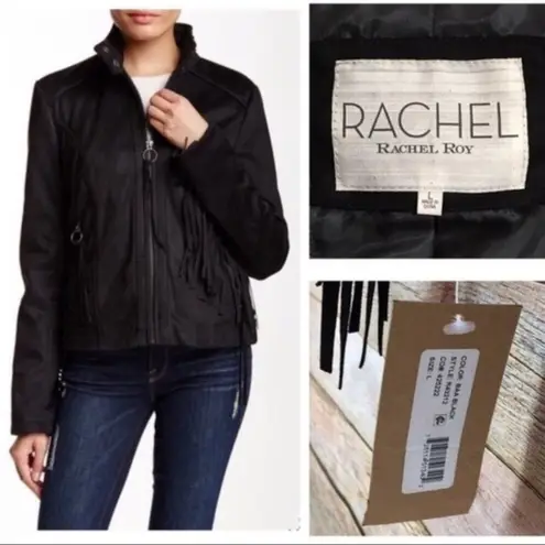 NWT Rachel Rachel Roy Fringe Vegan Suede Jacket