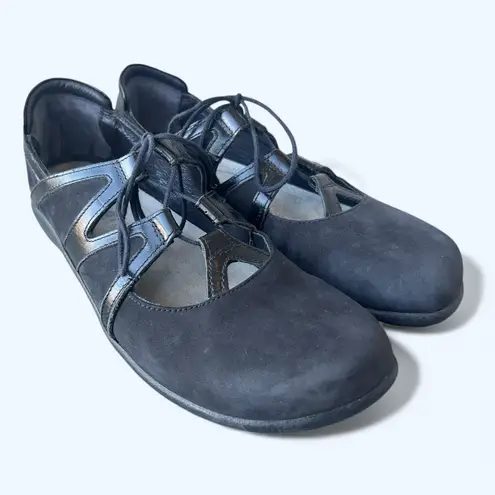 Naot Timu Black Suede Leather Lace Up Mary Jane Comfort Shoes Women's 39 EU Size 8