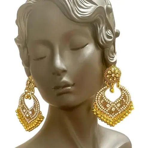 New! Ethnic Gold Earrings Trendy Women Girl Stylish Pakistani Indian Jewellery