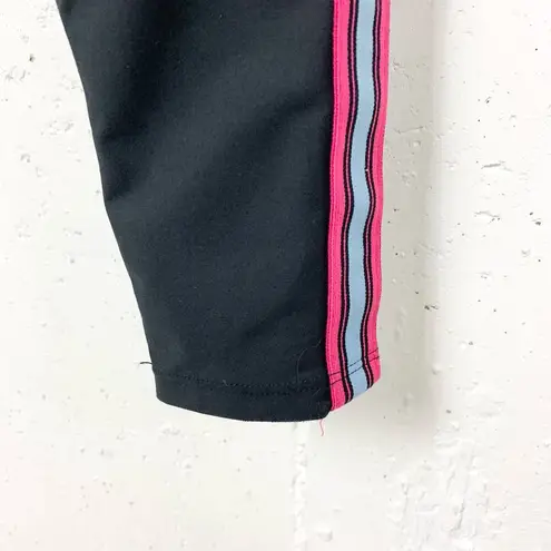 SoulCycle  Athletic Soul Logo Leggings Black Poly Stretch Side Stripe Pink Small