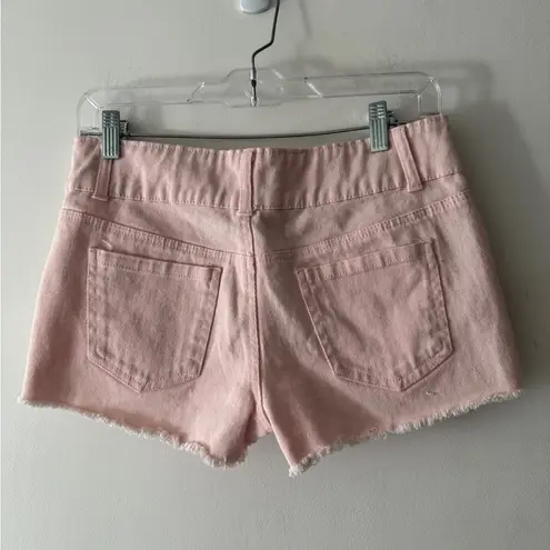 Refuge  Light Pink Raw Hem Jean Shorts