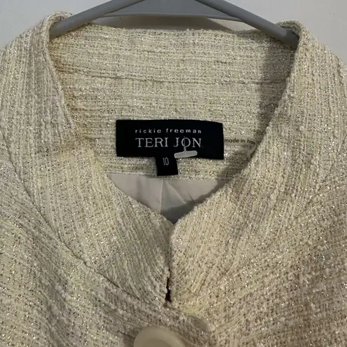 Rickie Freeman Teri Jon vintage Tweed button blazer yellow gold metallic spring Size 10