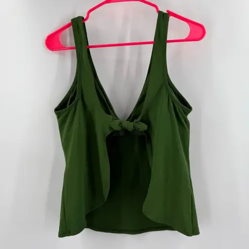 Robin Piccone Ava Tie Back Tankini Top Size Large Green NWOT Open Back Swim NEW