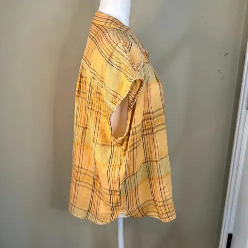 Pilcro ANTHROPOLOGIE Button Front Plaid Blouse Top Shirt - small