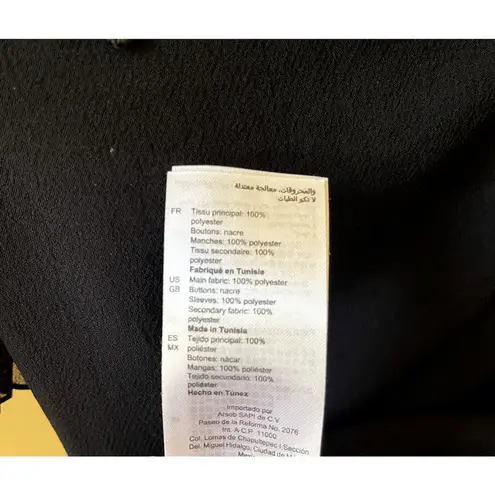 Sandro Lace Crochet Pleated Crepe Dress Shirt Top Black Size 1 Small