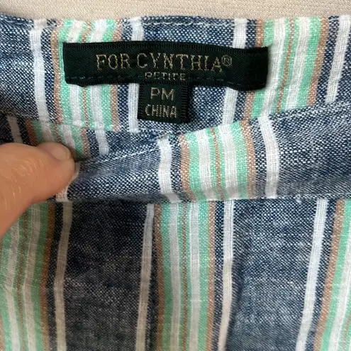 For Cynthia Linen Cotton Set Cynthia Bell Sleeve Top Elastic Back Pants