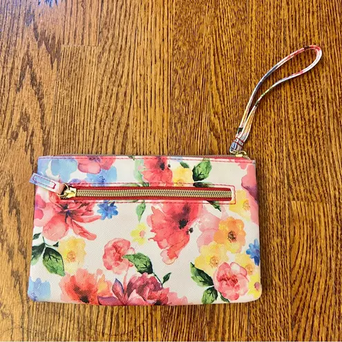 Set of 2 Coral and Floral Print Wristlet Bags / Purses / Wallet NWOT Pink