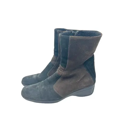 Aquatalia Snow Boots Patchwork Winter Waterproof Suede Black Brown Size US 9.5