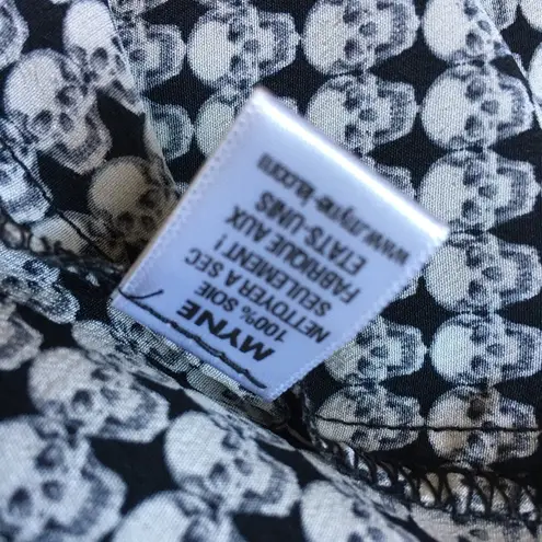 Myne Silk black and white houndstooth skull skater dress size 0