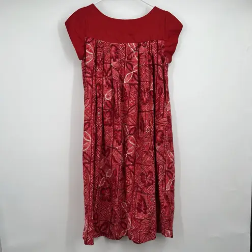 Waikiki Sports VTG Mumu Dress Red Hawaiian Pockets Resort Vacation Beach Hawaii Size L