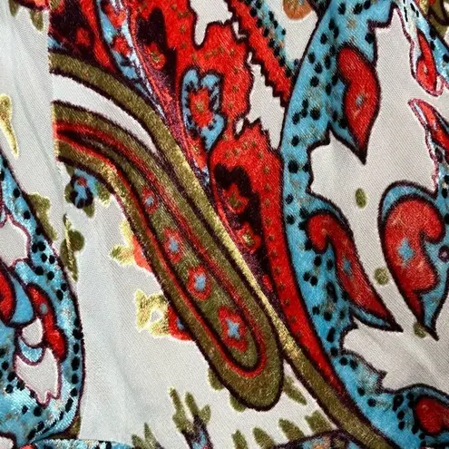 2OH Two Old Hippies Jean Marie Velour Paisley Print Maxi Dress Sz S Blue Red Boh