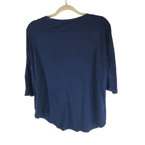 Fenn Wright Manson Womens 3/4 Sleeve Blue Top High Low Hem Size M