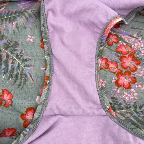 No Boundaries Bikini Set Floral Sage Green Pink Corset Flutter M Top L Bottoms - Image 6