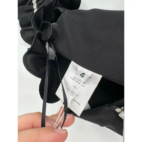 AREA Crystal Embellished Ruffle Bustier Top in Black Size 4 NWT