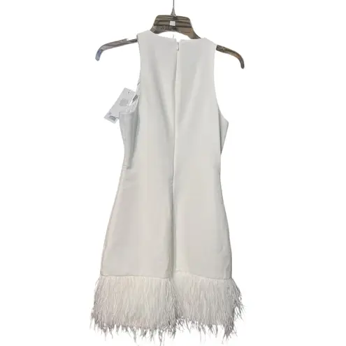 Likely White Mini Dress with Feather Hem