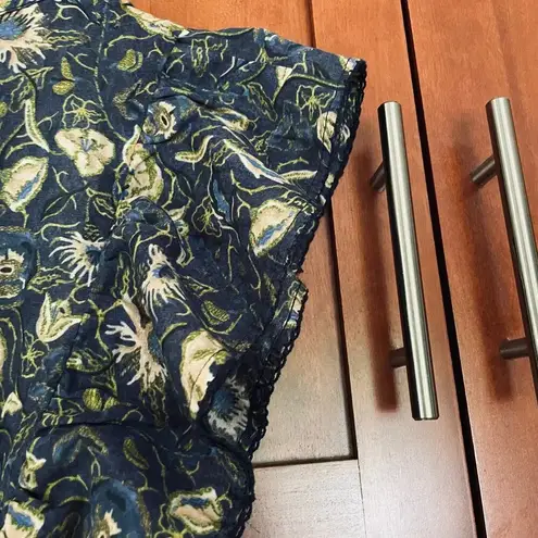 Chufy Amalfi Dress Mini Floral Print Cotton Silk Embroidered Size Small NEW Blue