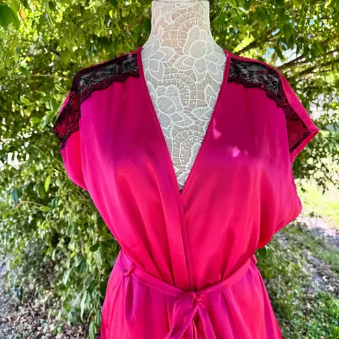 Linea Donatella Hot Pink Babydoll Chemise And Robe Set Size XL NWT Boudoir