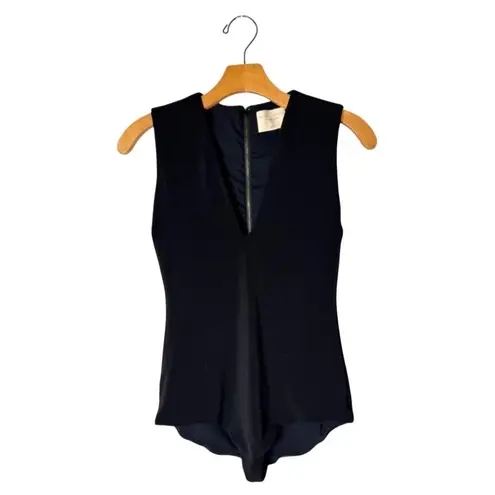 Alice + Olivia Bodysuit Women Small Black V Neck Back Zip Marley Air Whimsigoth