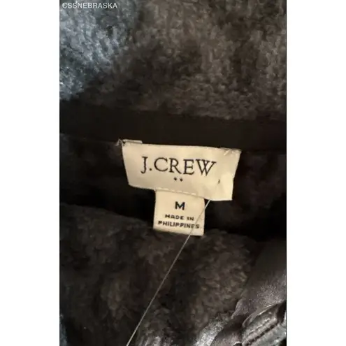 J Crew Gray/Black Quilted Button Neck Sherpa Leopard Tunic Women's