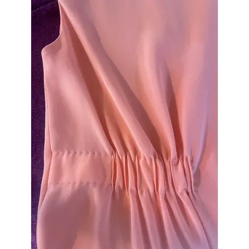 Lafayette 148 Asymmetric Crepe Dress GORGEOUS COLOR Coral Reef Sleeveless Size S