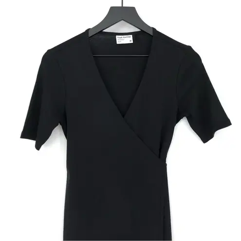 Frank And Oak The Good Cotton Midi Length Wrap Dress Black S